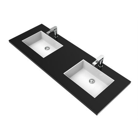 CASTELLO USA Serenity 60" Solid Surface Vanity Top with Black Top and White Basin CB-GM-2066-60-B